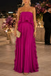 Karleedress Elegant Strapless Tube Ruffle Pleated Maxi Dress