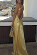 Karleedress One Shoulder Open Back Tie Knot Satin Maxi Dress