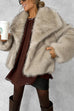 Karleedress Collared Open Front Winter Faux Fur Coat