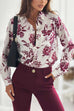 Lapel Long Sleeves Button Up Floral Print Shirt