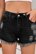 Karleedress Mid Rise Raw Hem Ripped Denim Shorts