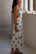Karleedress Spaghetti Strap Cut Out Waist Printed Midi Dress