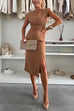 Karleedress Crewneck Sleeveless Slit Bodycon Midi Dress