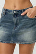 Karleedress One Button Pocketed Denim Mini Skirt