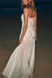 Karleedress Spaghetti Strap Floral Applique Patchwork Maxi Dress