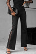 Chic High Rise Lace Splice Flare Bottom Pants