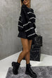 Karleedress Lantern Sleeves Color Block Chunky Knit Sweater