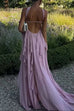 Karleedress Sleeveless Open Back Ruffle Trim Slit Maxi Dress