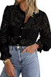 Karleedress Ruffle Long Sleeves Button Up Lace Shirt