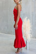 One Shoulder Sleeveless Ruffle Hem Bodycon Maxi Dress