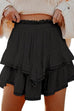 Karleedress Elastic Waist Ruffle Layered Mini Skirt