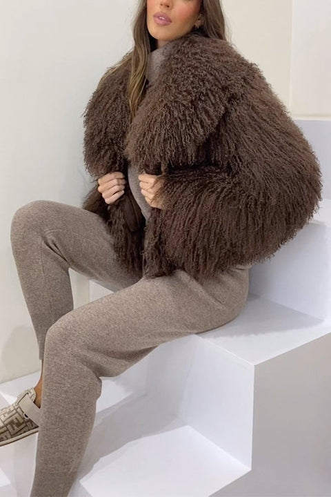 Karleedress Open Front Winter Faux Fur Teddy Coat