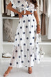 Elastic Waist Polka Dot Flowy Maxi Skirt