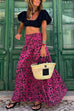 Karleedress Smocked Waist Printed Maxi Ruffle Swing Skirt