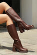 Karleedress Square Toe Chunky Block Side Zipper High Boots
