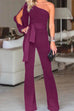 Karleedress One Shoulder Slit Sleeve Tie Knot Jumpsuit