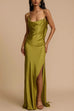 Karleedress High Slit Back Drape Cascading Satin Maxi Cami Dress