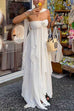 Karleedress Sleeveless Open Back Ruffle Trim Slit Maxi Dress