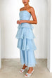Karleedress Strapless Ruffle Layered Maxi Dress