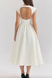 Karleedress Cap Sleeves Open Back Waisted Swing Midi Dress