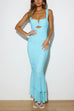 Karleedress Sleeveless Cut Out Ruched Ruffle Bodycon Maxi Dress