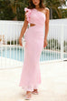 Karleedress Frill One Shoulder Cut Out Waist Maxi Dress