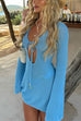 Karleedress V Neck Cut Out Crochet Lace Cover Up Mini Dress