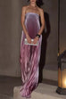 Karleedress Strapless Tube Gradient Ombre Satin Maxi Party Dress