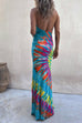 Karleedress Sleeveless Halter Backless Maxi Tie Dye Dress