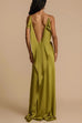 Karleedress High Slit Back Drape Cascading Satin Maxi Cami Dress