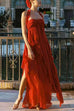 Karleedress Sleeveless Open Back Ruffle Trim Slit Maxi Dress