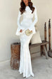 Karleedress Bell Long Sleeves Backless Lace-up Shell Print Maxi Dress
