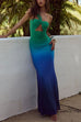 Karleedress One Shoulder Cut Out Gradient Bodycon Maxi Dress