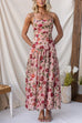 Spaghetti Strap Drop Waist Floral Print Maxi Dress