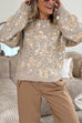 Crewneck Drop Shoulder Sequin Embellished Pullover Sweater