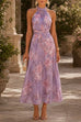 Karleedress Sleeveless Waisted Floral Print Flowy Maxi Dress