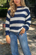 Karleedress Drop Shoulder Striped Casual Pullover Sweater