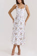 Karleedress Bow Shoulder Back Lace-up Floral Print Midi Cami Dress
