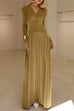 Karleedress V Neck Long Sleeves Waisted Velvet Maxi Dress