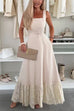 Square Neck Lace Splice Maxi Cami Dress