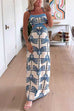 Karleedress Tie Shoulder Cut Out Waist Printed Maxi Dress