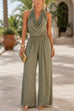 Karleedress Halter Cowl Neck Sleeveless Top Elastic Waist Wide Leg Pants Set