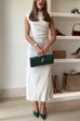 Karleedress Mockneck Sleeveless Side Ruched Midi Dress