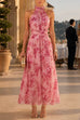 Karleedress Sleeveless Zipper Back Waisted Floral Print Maxi Dress