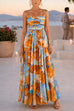 Spaghetti Strap Floral Print Ruffle Tiered Maxi Dress