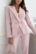 Notch Lapel Double Breasted Pocketed Blazer