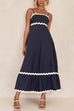 Karleedress Spaghetti Strap Ric Rac Trim Swing Maxi Dress