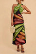 Karleedress Halter Neck Backless Fish Print Maxi Dress