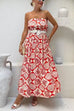 Strapless Tube Marine Life Print Maxi Dress