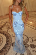 Karleedress Backless Lace-up Corset Flower Embroidery Maxi Cami Dress